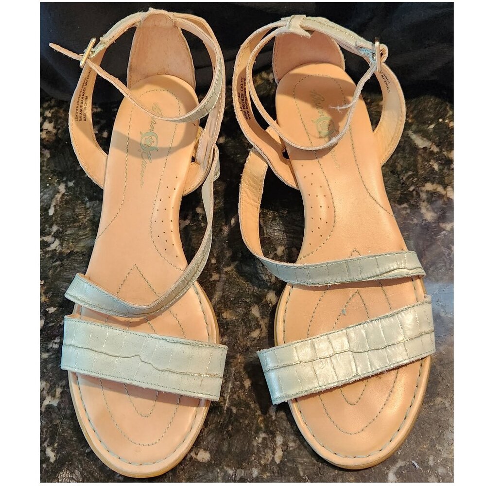 Born Crown Ankle Strap Sandals - teal croc leather